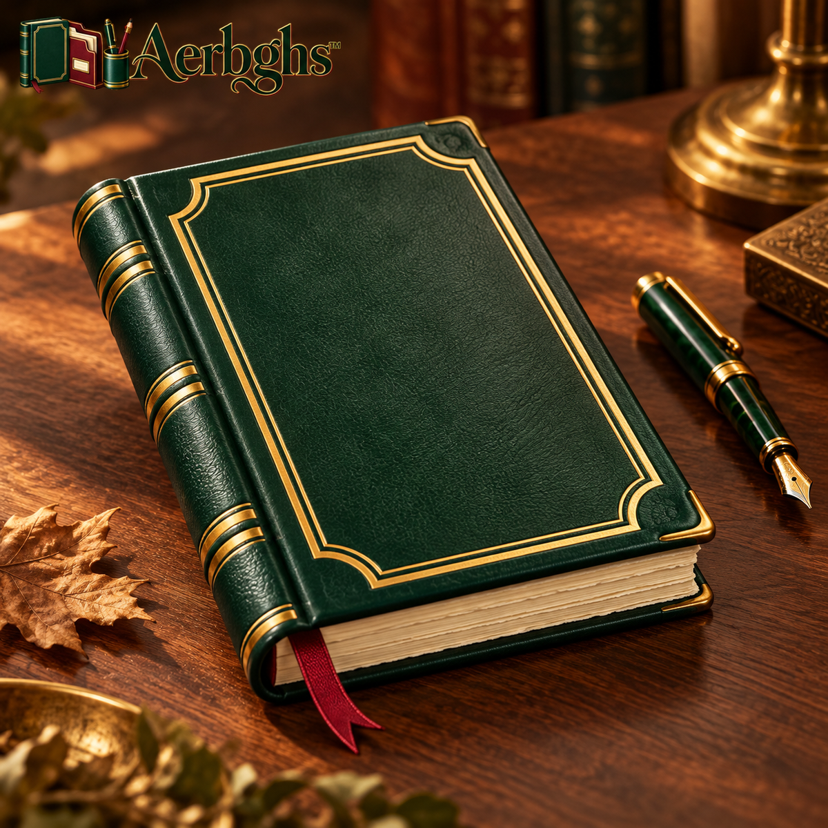 Aerbghs™ Heritage Leather Hardcover Notebook with Ribbon Marker