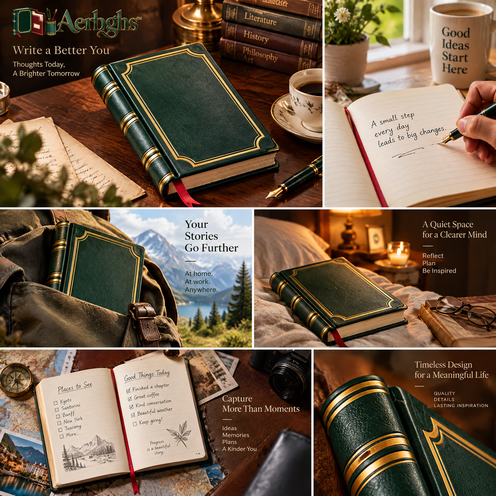 Aerbghs™ Heritage Leather Hardcover Notebook with Ribbon Marker