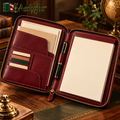 Aerbghs™ Zippered Leather Portfolio for Documents, Notes & Meetings
