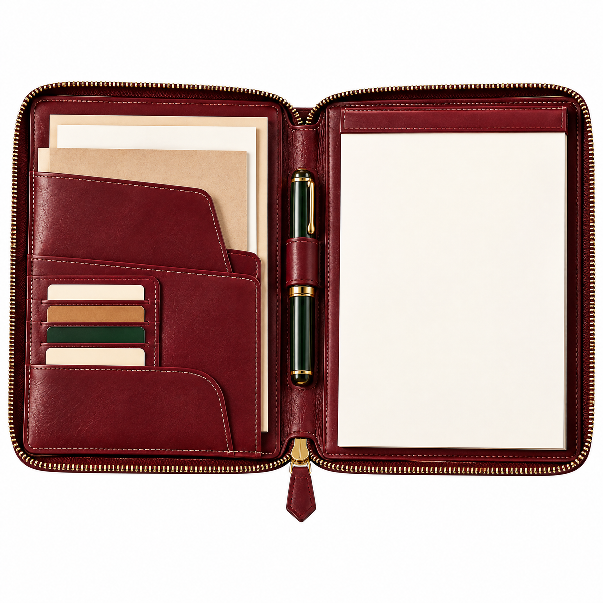 Aerbghs™ Zippered Leather Portfolio for Documents, Notes & Meetings