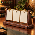 Aerbghs™ Wooden Perpetual Desk Calendar Stand with Brass Rings