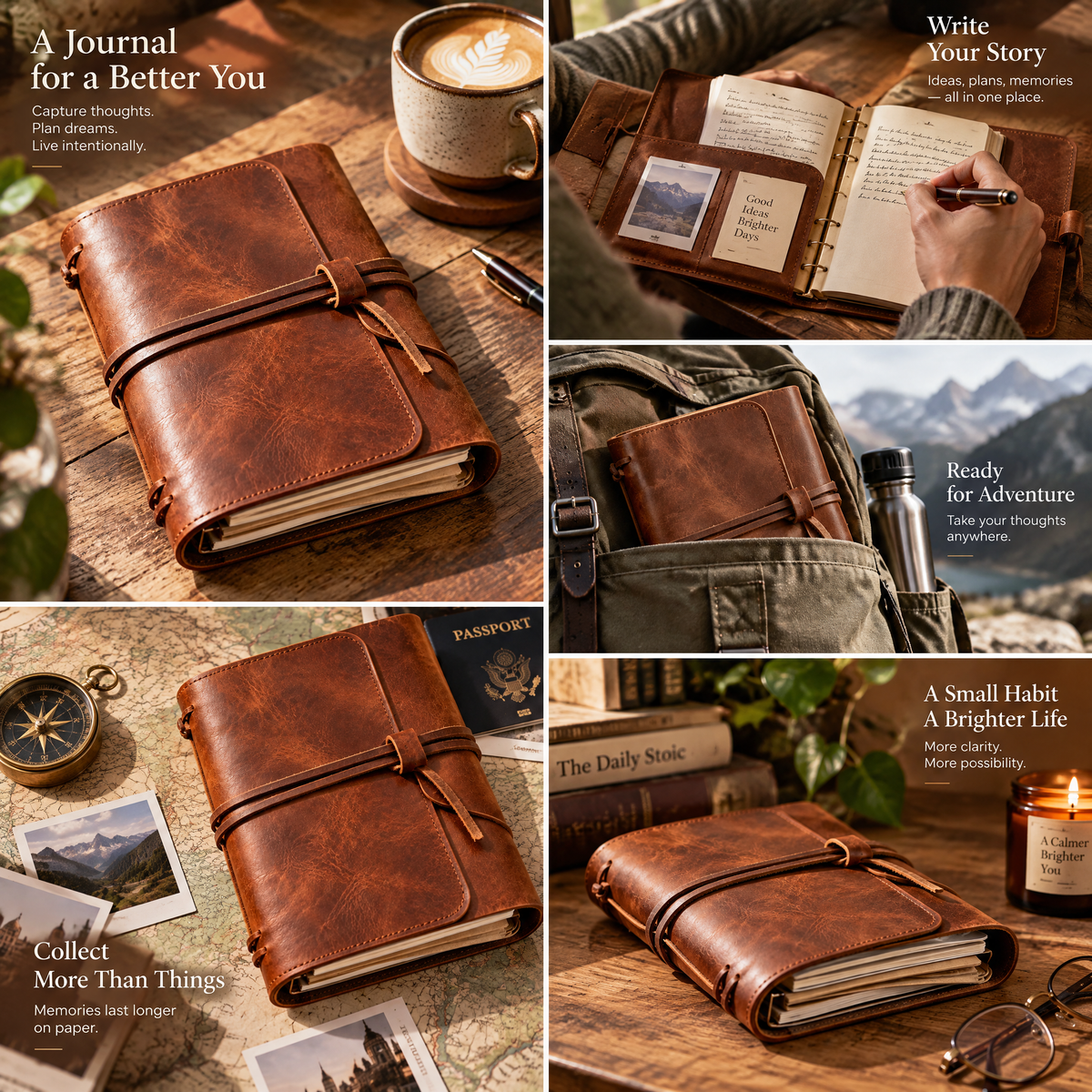 Aerbghs™ Refillable Traveler’s Journal with Wraparound Closure