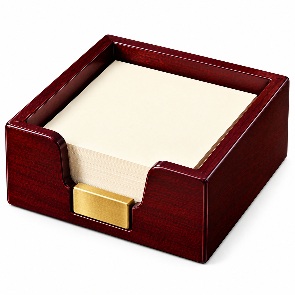 Aerbghs™ Mahogany Desktop Memo Box with Blank Note Paper