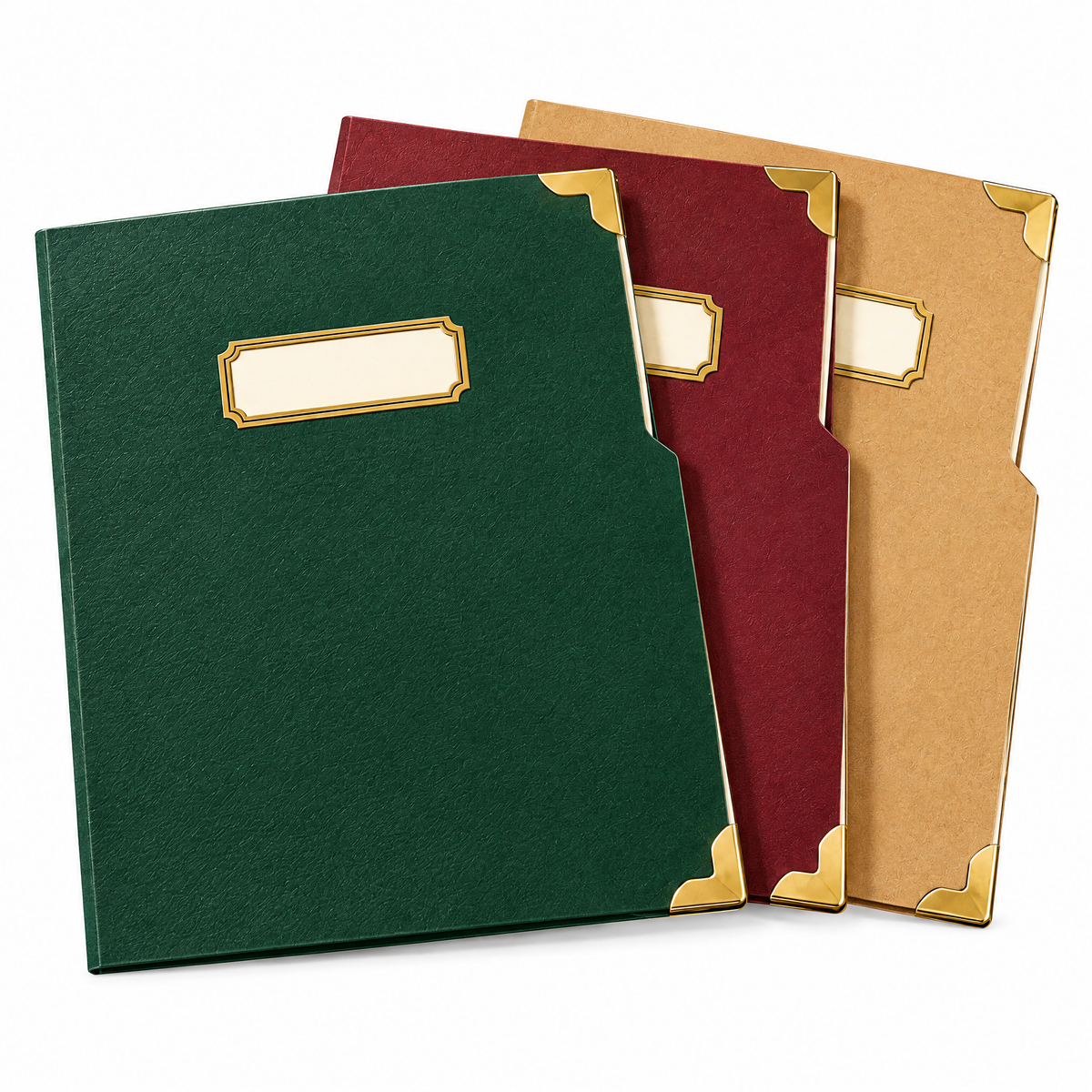 Aerbghs™ Vintage Letter-Size Document Folder Set with Brass Corners