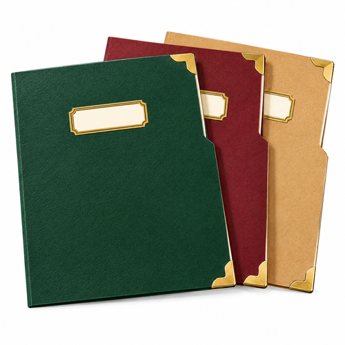 Aerbghs™ Vintage Letter-Size Document Folder Set with Brass Corners