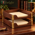 Aerbghs™ Two-Tier Walnut Letter Tray for Desktop Paper Organization